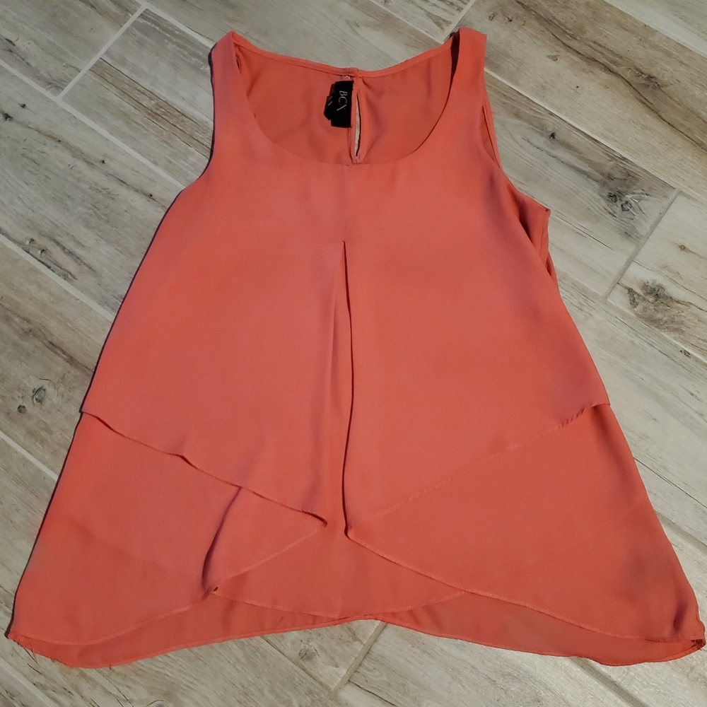 BCX Sheer Coral Orange Tank Top Womens Medium Business Office Summer